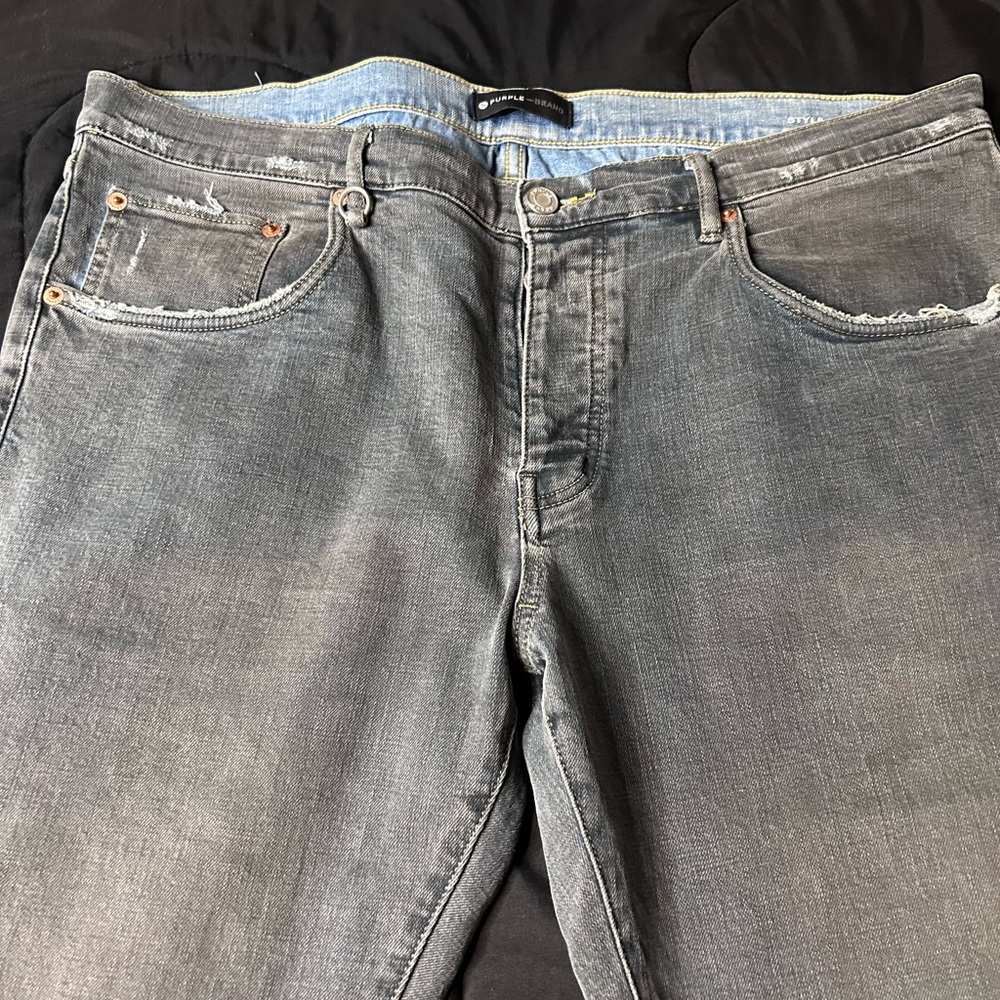 PURPLE BRAND - Dark Grey Distressed Jeans